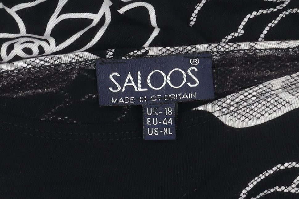 Saloos Womens Black Floral Tunic Blouse Size 18 Viscose Stretch