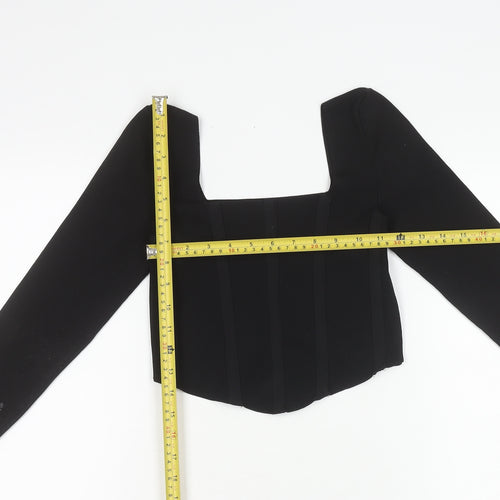 New Look Women’s Black Petite Cropped Blouse UK 10 Slim Fit Party Top