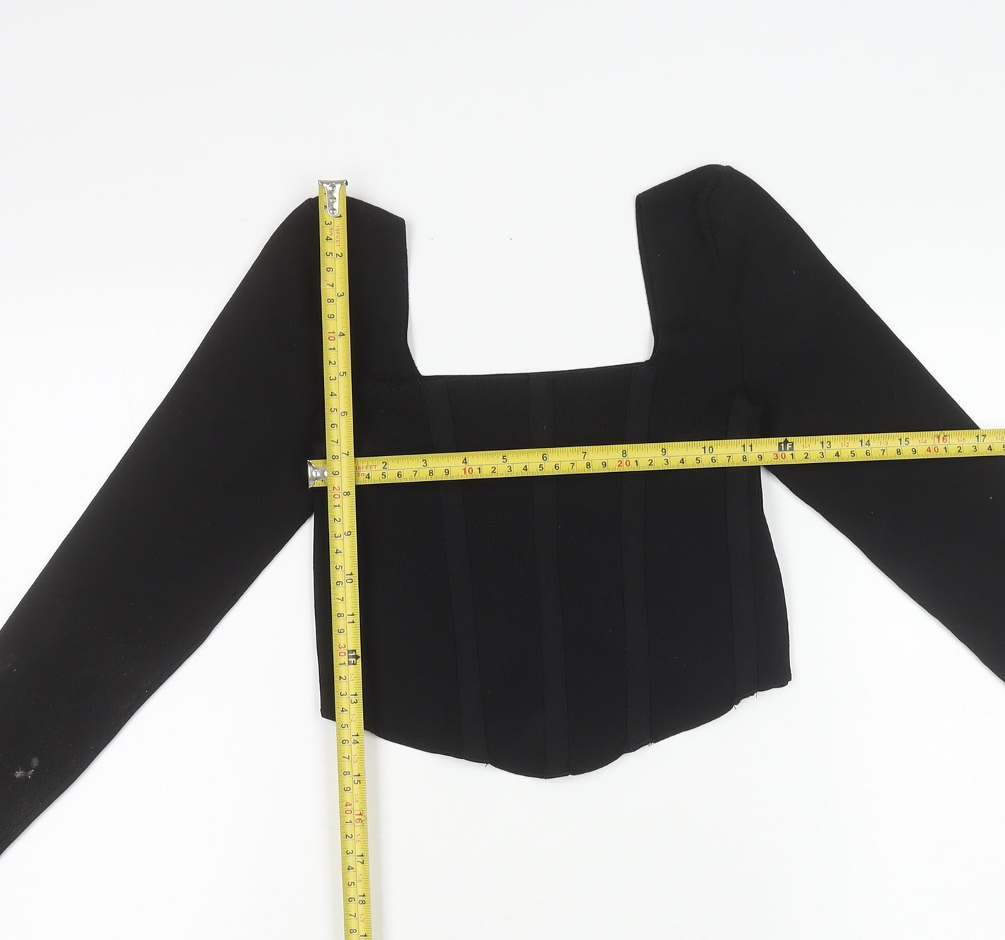 New Look Women’s Black Petite Cropped Blouse UK 10 Slim Fit Party Top