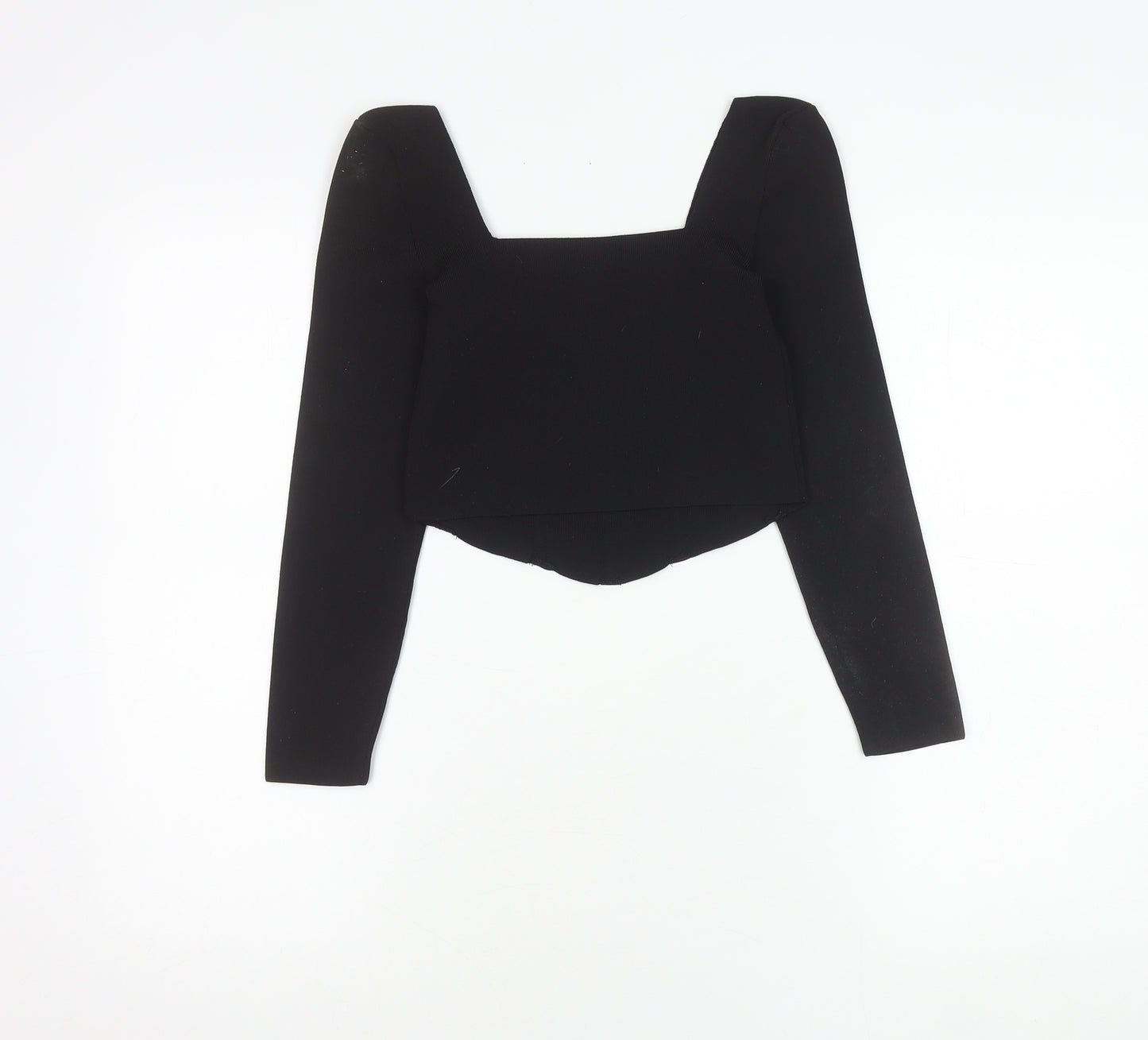 New Look Women’s Black Petite Cropped Blouse UK 10 Slim Fit Party Top