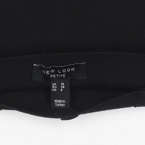 New Look Women’s Black Petite Cropped Blouse UK 10 Slim Fit Party Top
