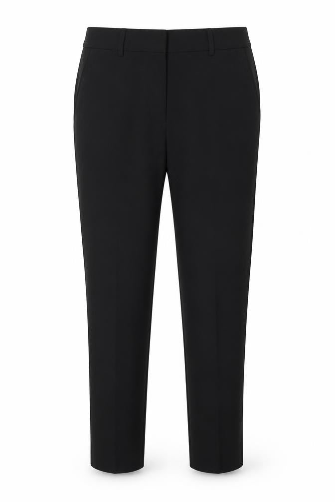 Front view of Peacocks women’s black, size UK 8, tapered trousers polyester