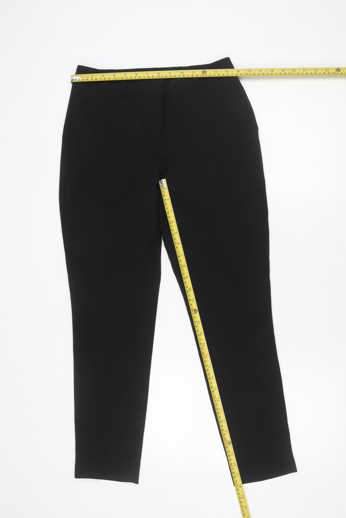 Peacocks Womens Black Size 8 Tapered Trousers Polyester