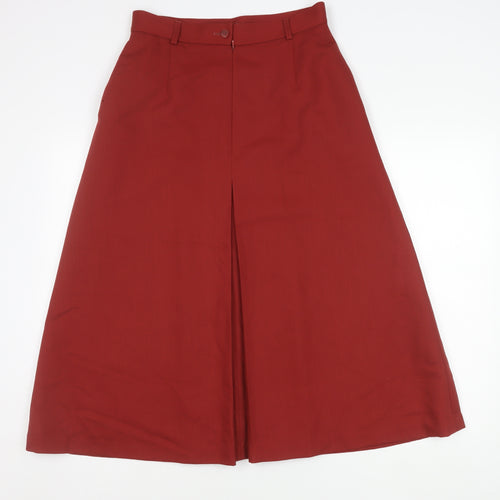 Jaeger Women’s Red Wool Blend A-Line Midi Skirt Size 14 Vintage