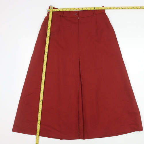 Jaeger Women’s Red Wool Blend A-Line Midi Skirt Size 14 Vintage