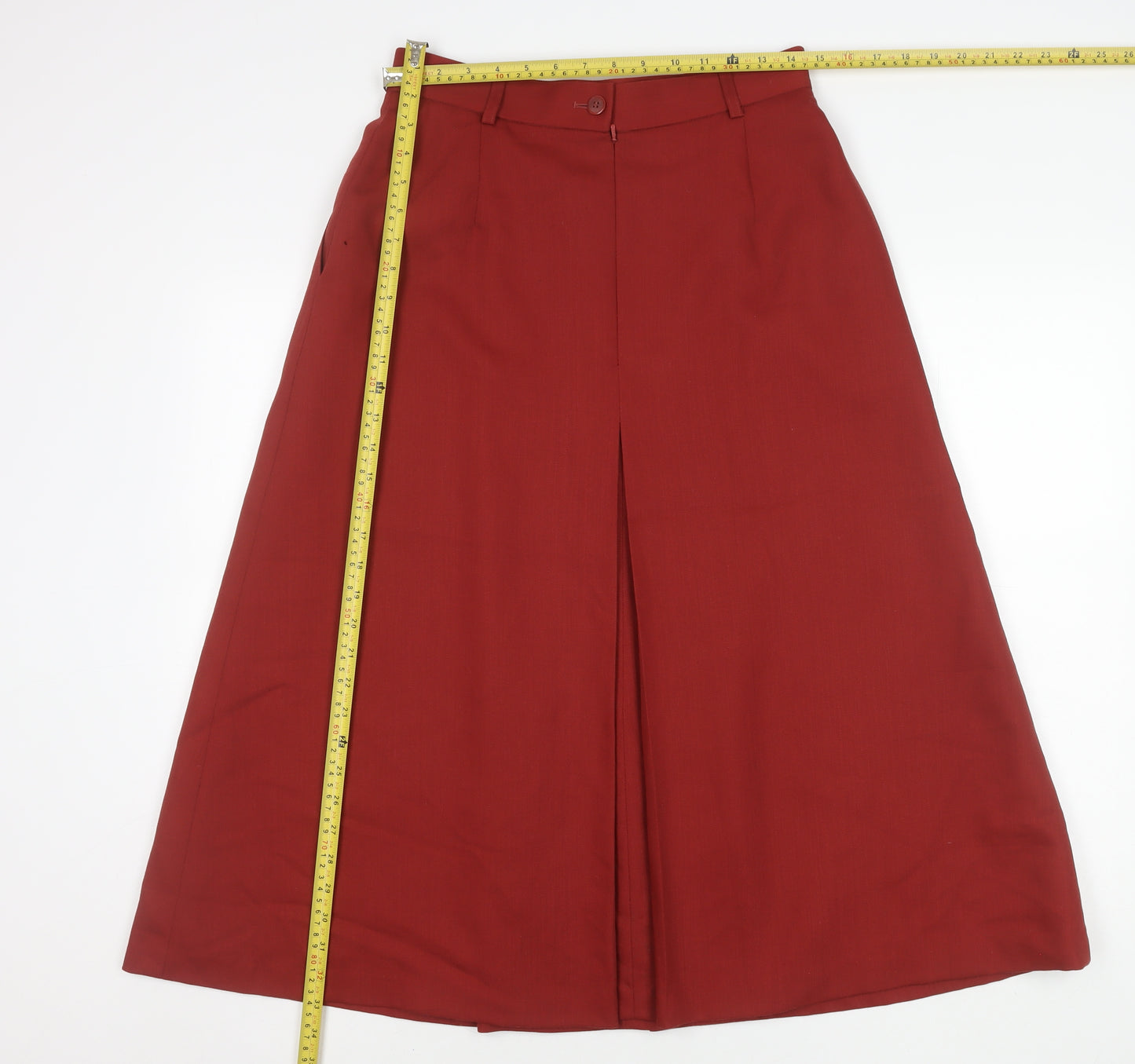 Jaeger Women’s Red Wool Blend A-Line Midi Skirt Size 14 Vintage