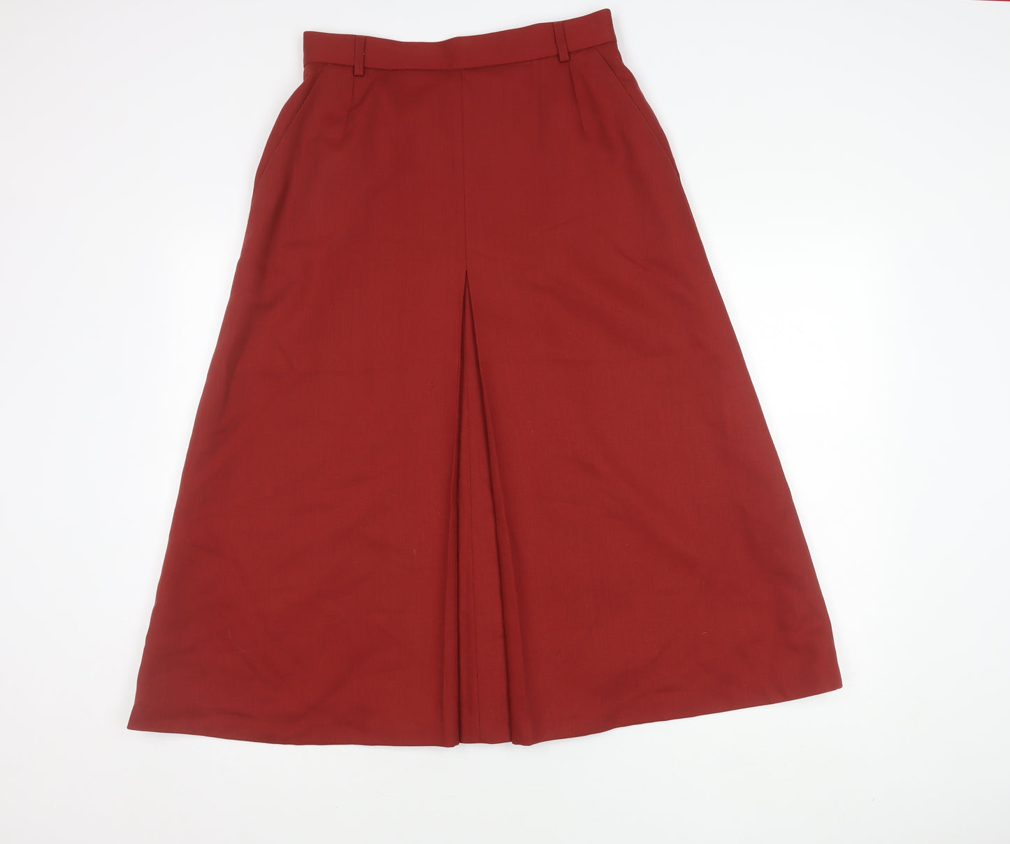 Jaeger Women’s Red Wool Blend A-Line Midi Skirt Size 14 Vintage