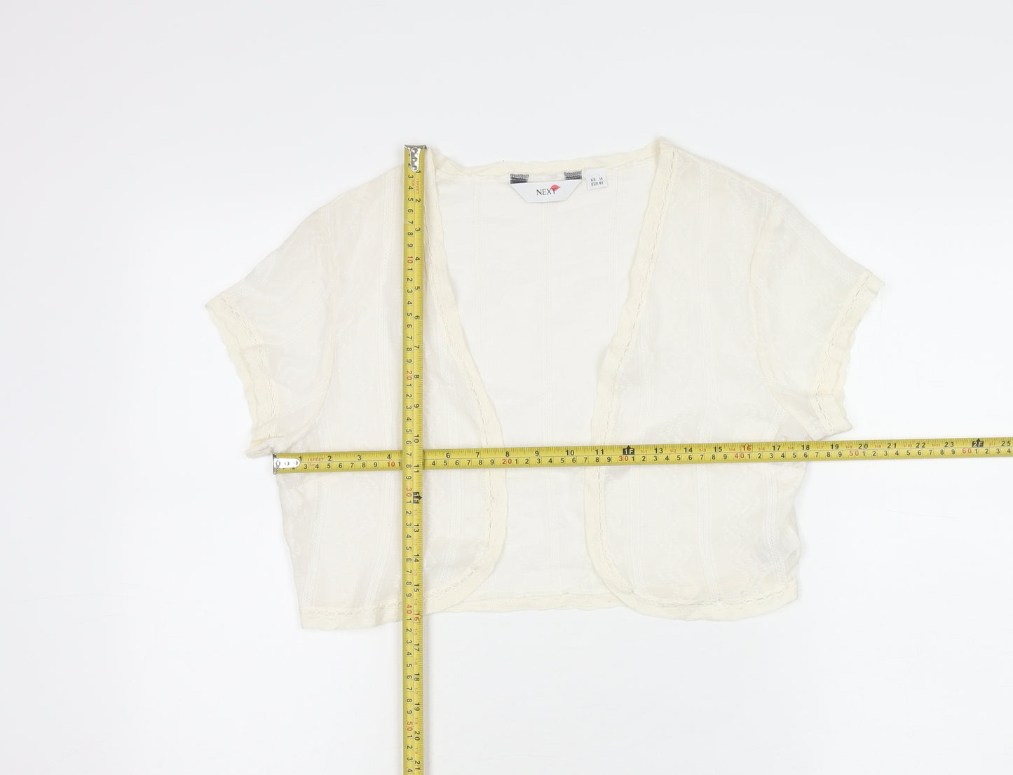 Next Women Ivory Cotton Cropped Blouse Size 14 Summer Casual