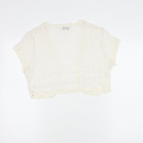 Next Women Ivory Cotton Cropped Blouse Size 14 Summer Casual