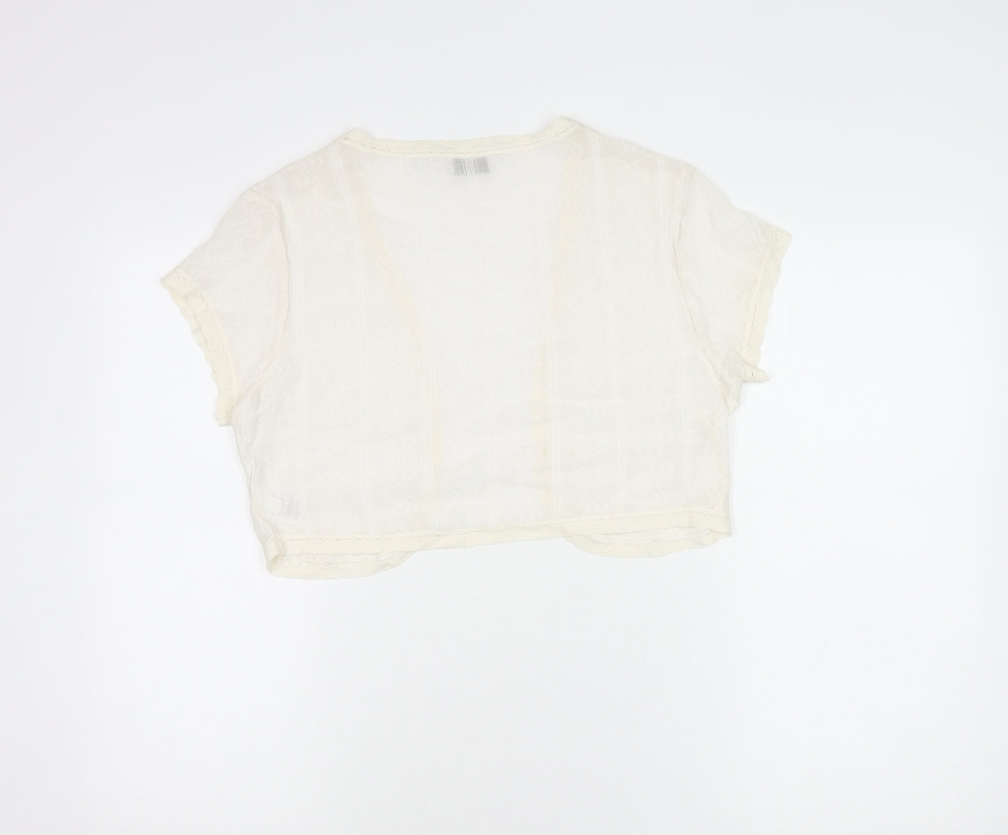 Next Women Ivory Cotton Cropped Blouse Size 14 Summer Casual