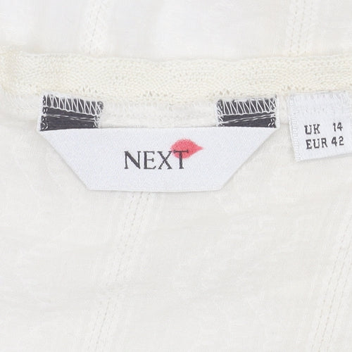 Next Women Ivory Cotton Cropped Blouse Size 14 Summer Casual