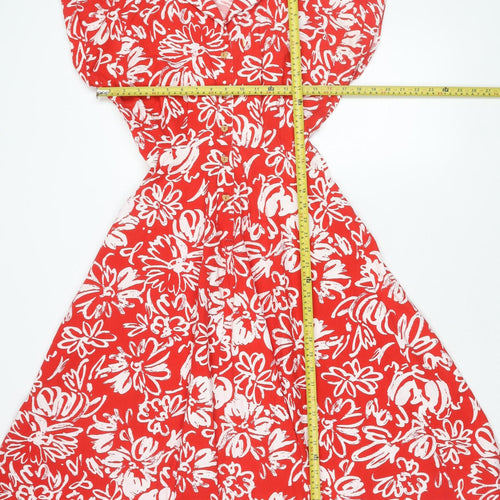 Vivienne Lawrence Women's Red Floral Strapless A-Line Dress Size 10