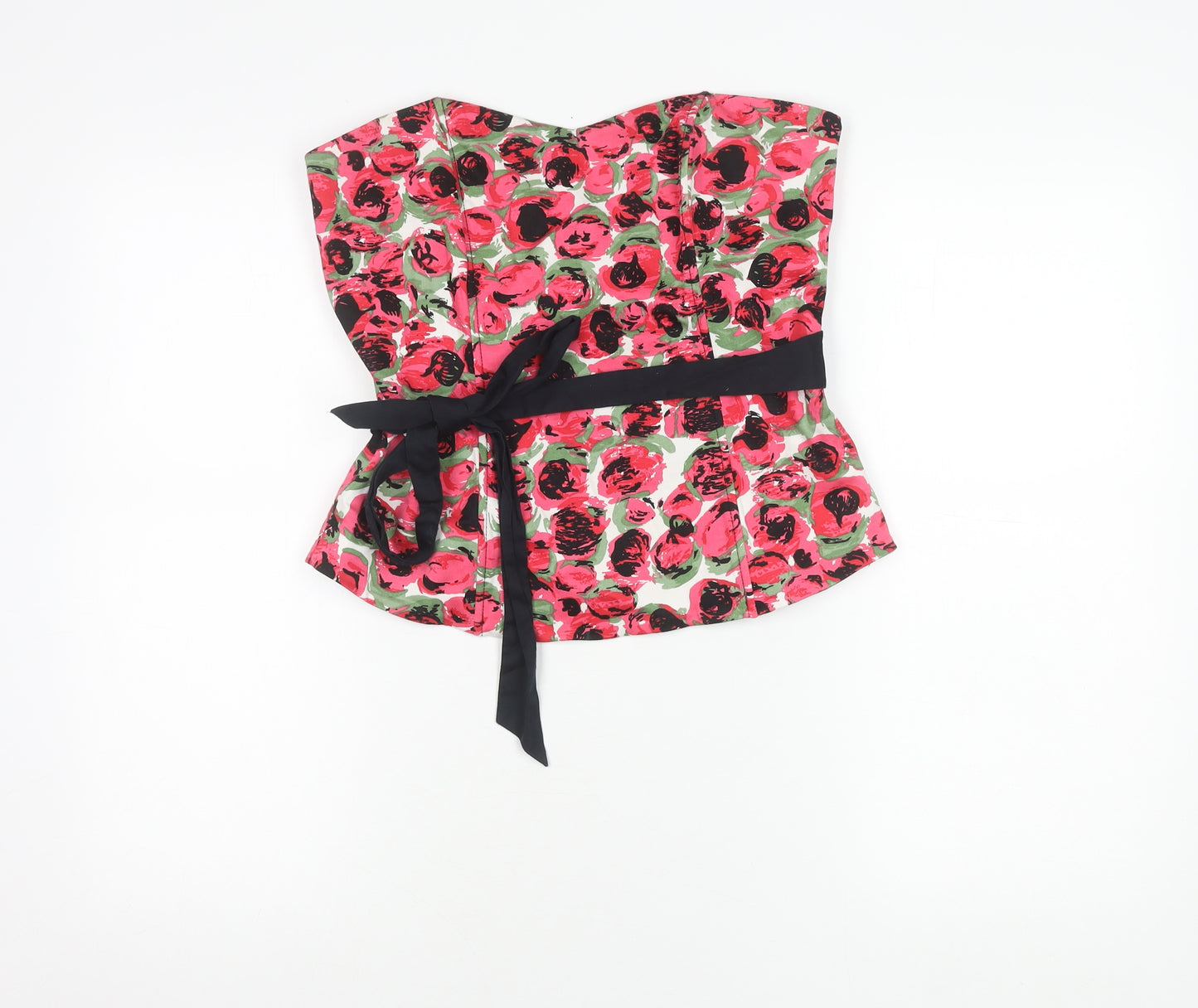 Warehouse Womens Multicoloured Floral Strapless Camisole Blouse Size 14