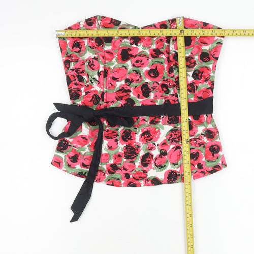 Warehouse Womens Multicoloured Floral Strapless Camisole Blouse Size 14