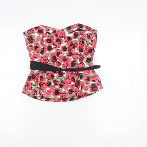 Warehouse Womens Multicoloured Floral Strapless Camisole Blouse Size 14