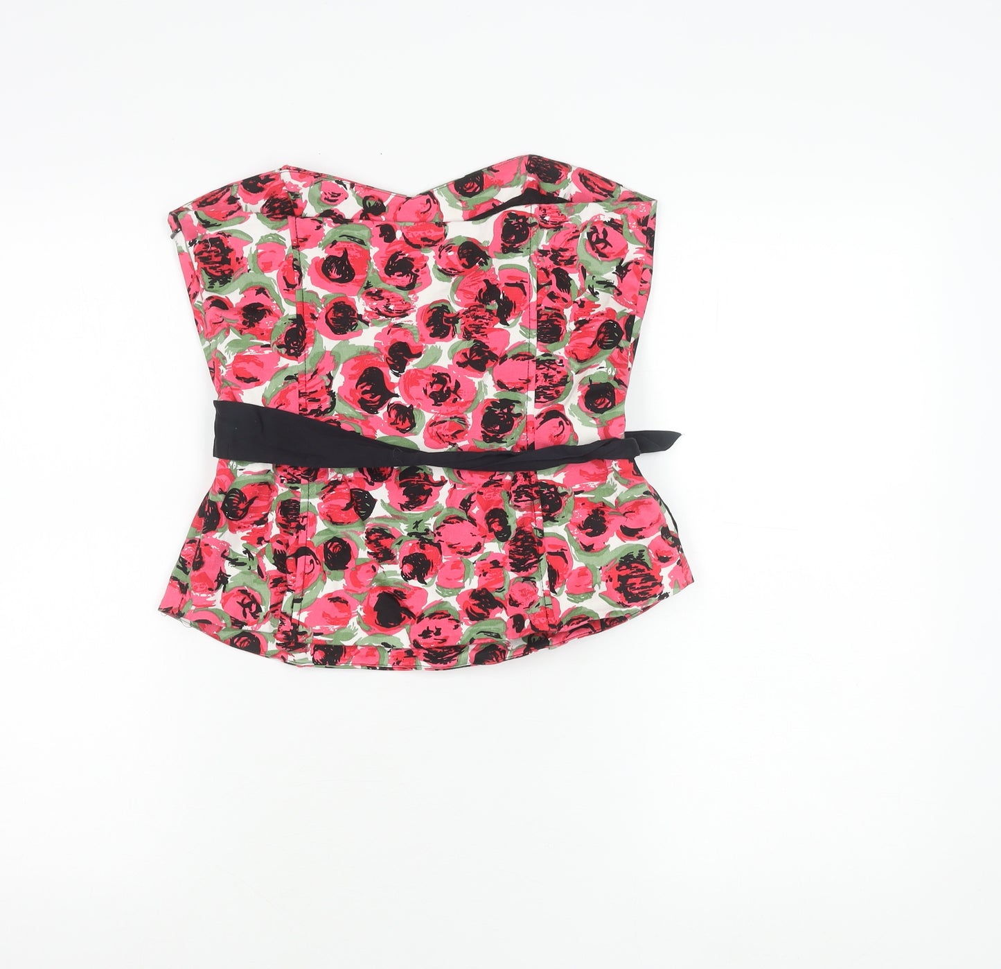 Warehouse Womens Multicoloured Floral Strapless Camisole Blouse Size 14