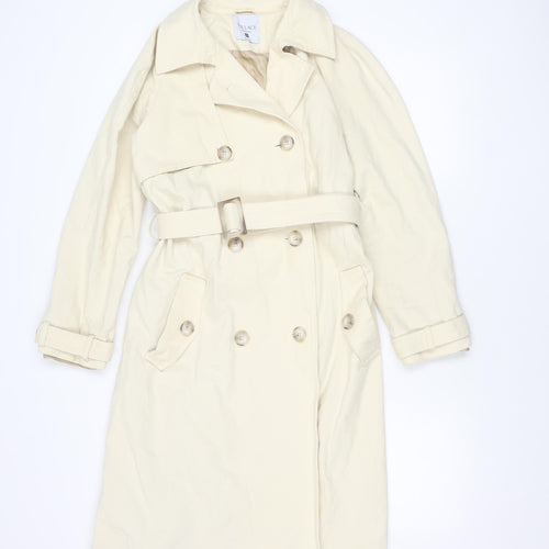 THE LACE Women’s Ivory Cotton Long Trench Coat Belted M