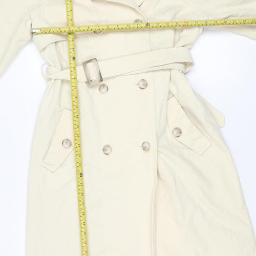 THE LACE Women’s Ivory Cotton Long Trench Coat Belted M