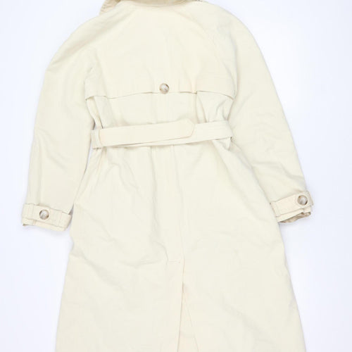 THE LACE Women’s Ivory Cotton Long Trench Coat Belted M