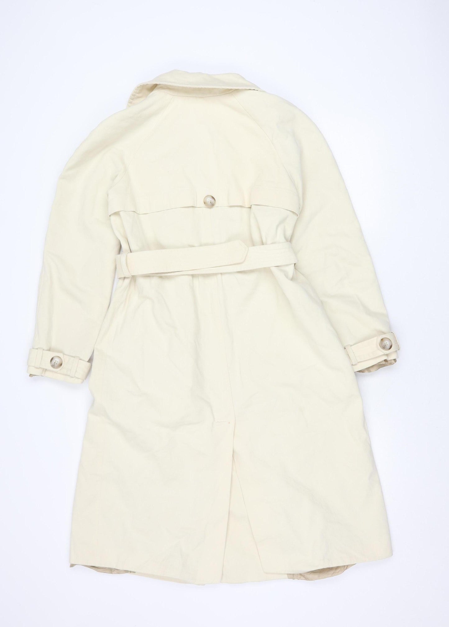 THE LACE Women’s Ivory Cotton Long Trench Coat Belted M