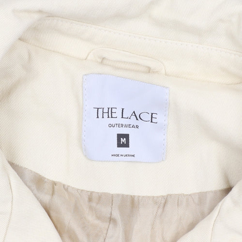 THE LACE Women’s Ivory Cotton Long Trench Coat Belted M