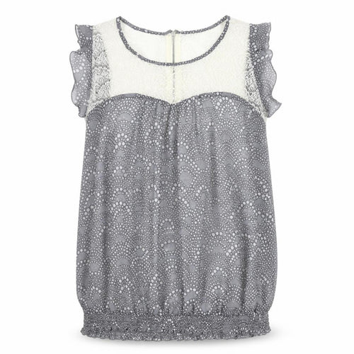 M&Co. Womens Grey Polka Dot Lace Chiffon Blouse Size 12 Sleeveless