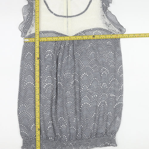 M&Co. Womens Grey Polka Dot Lace Chiffon Blouse Size 12 Sleeveless