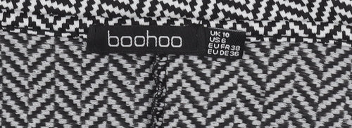Boohoo Women’s Black Herringbone Bodycon Dress Size 10 Knee-Length