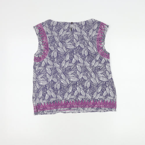 White Stuff Womens Multicoloured Leaf Print Sleeveless Blouse Size 8