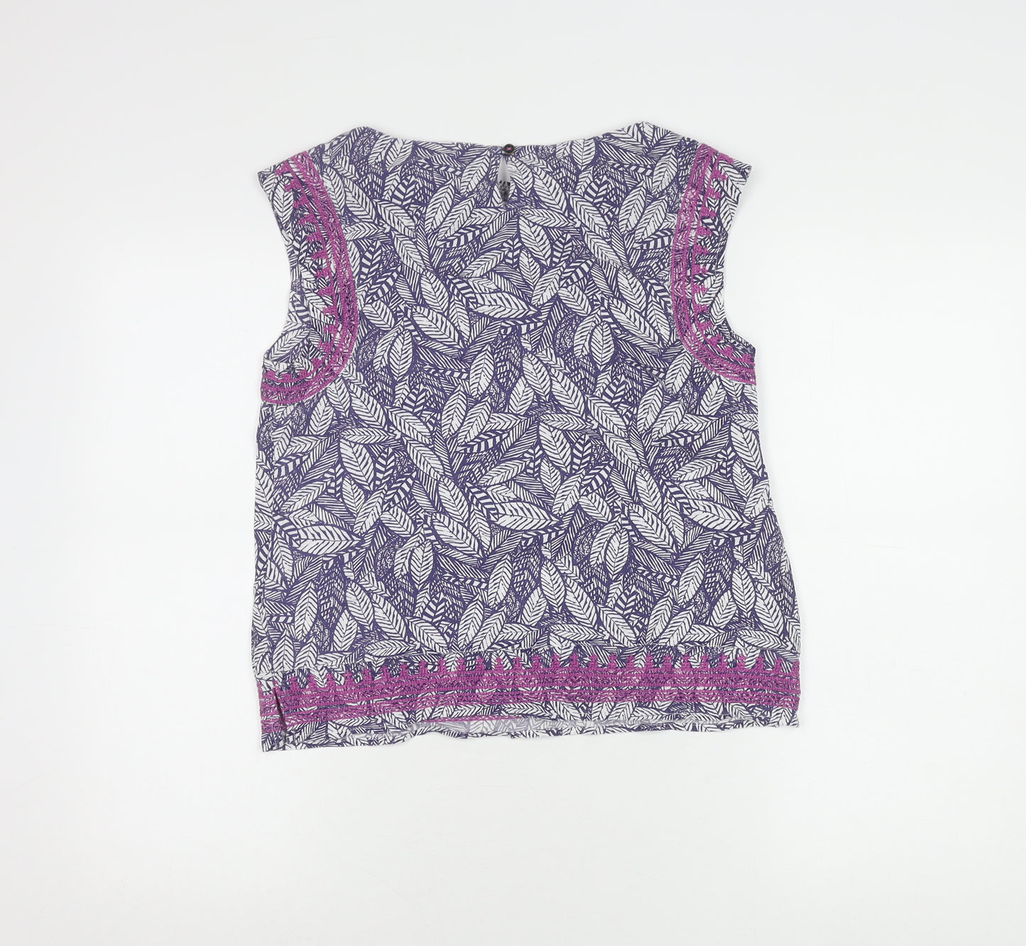 White Stuff Womens Multicoloured Leaf Print Sleeveless Blouse Size 8