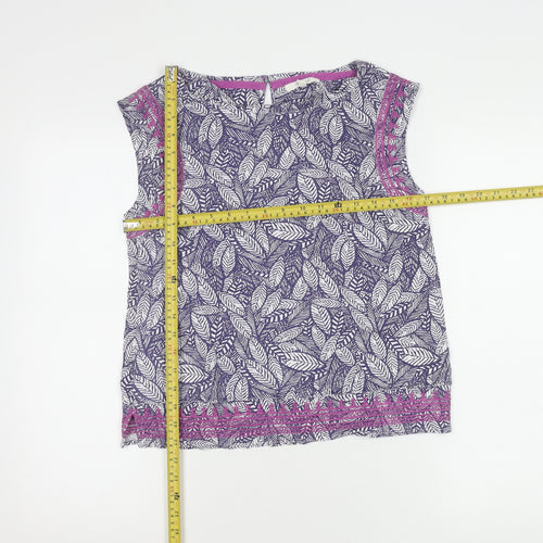 White Stuff Womens Multicoloured Leaf Print Sleeveless Blouse Size 8