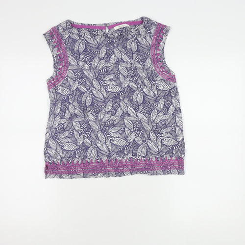 White Stuff Womens Multicoloured Leaf Print Sleeveless Blouse Size 8