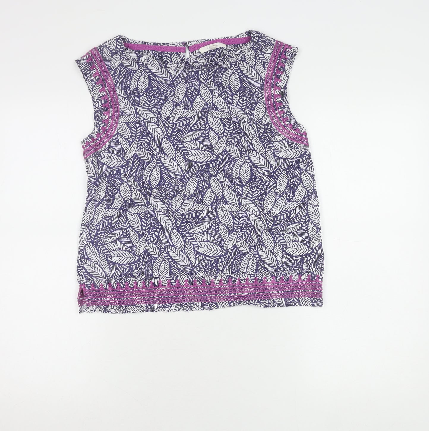 White Stuff Womens Multicoloured Leaf Print Sleeveless Blouse Size 8