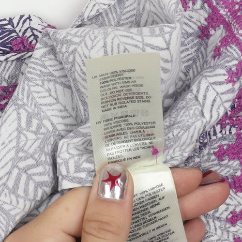 White Stuff Womens Multicoloured Leaf Print Sleeveless Blouse Size 8