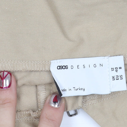 ASOS DESIGN Women’s Beige Cargo Mini Skirt UK 12 High Waist Twill