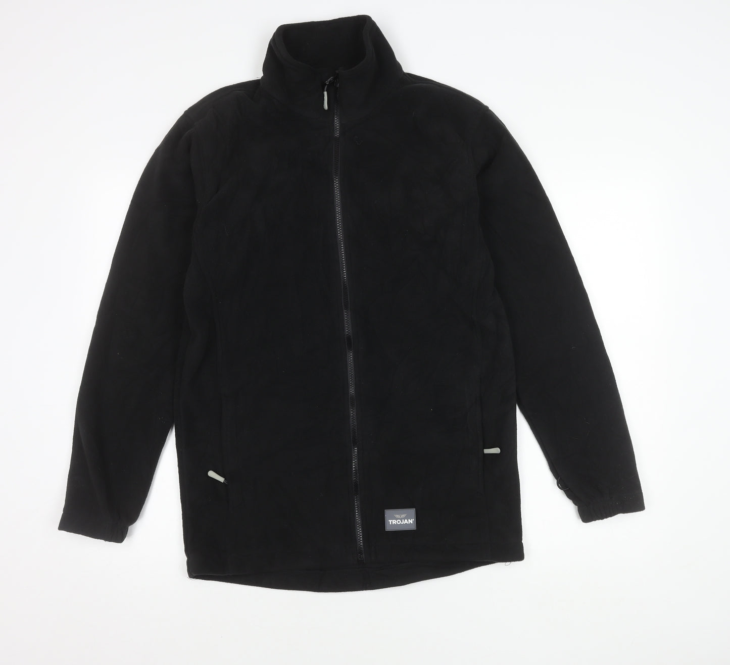Trojan Men’s Black Fleece Jacket S Regular Fit Full Zip Mid-Length