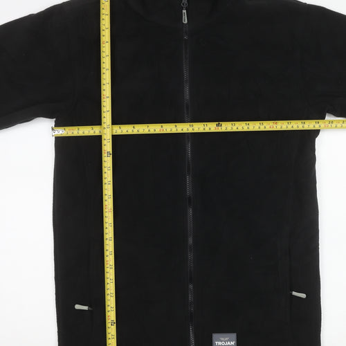 Trojan Men’s Black Fleece Jacket S Regular Fit Full Zip Mid-Length