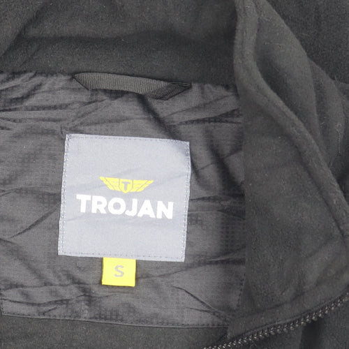 Trojan Men’s Black Fleece Jacket S Regular Fit Full Zip Mid-Length
