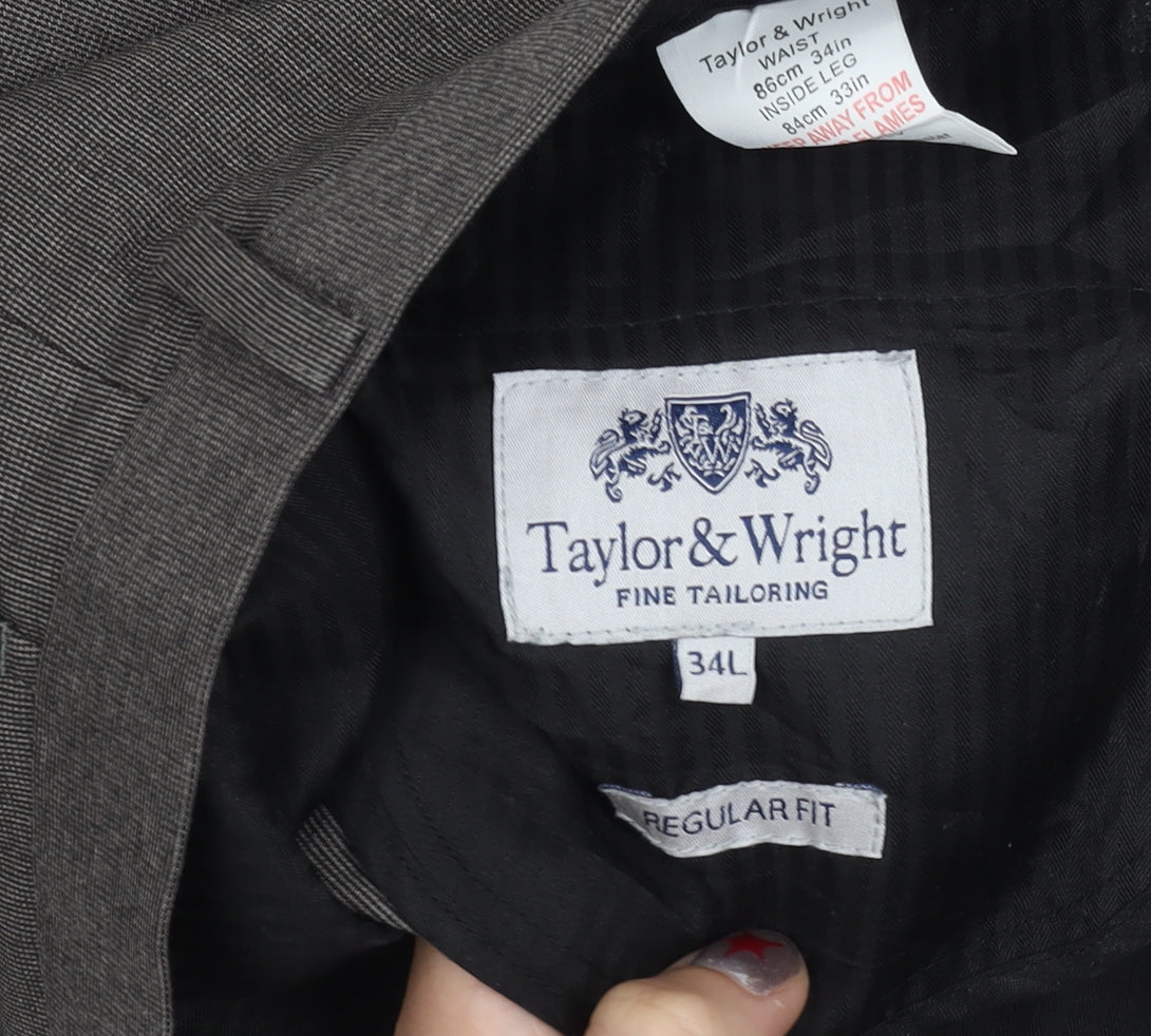 Taylor & Wright Men’s Brown Regular Fit Dress Pants 34W 33L