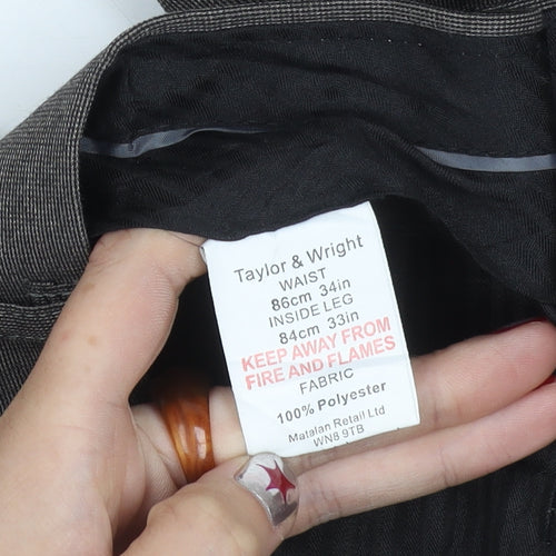 Taylor & Wright Men’s Brown Regular Fit Dress Pants 34W 33L
