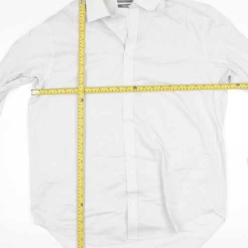 Marks and Spencer Men's White Striped Regular Fit 16.5in Shirt