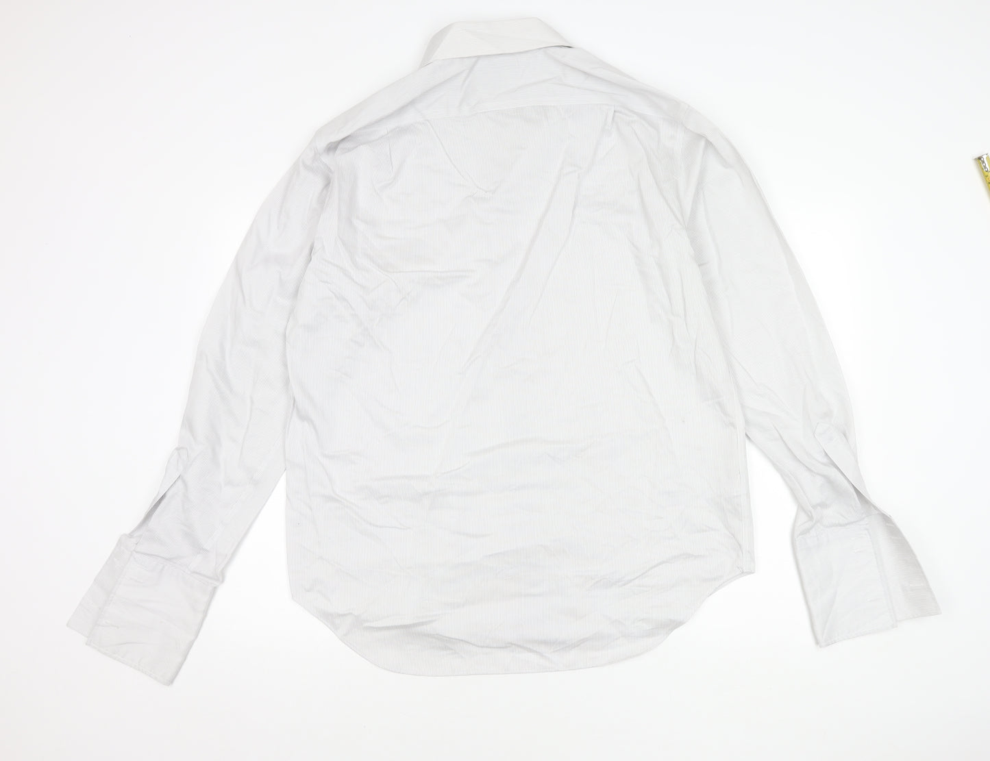 Marks and Spencer Men's White Striped Regular Fit 16.5in Shirt