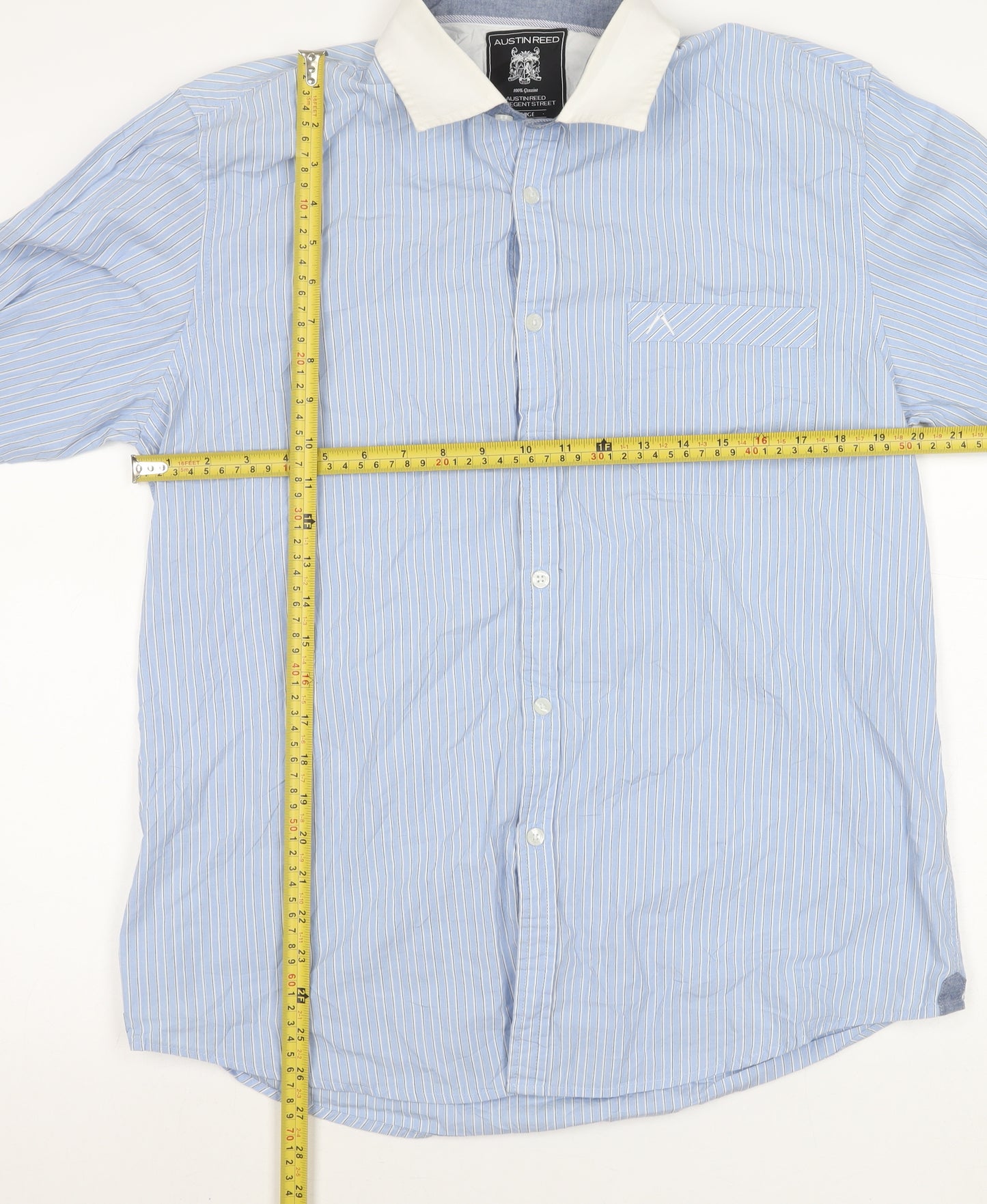 Austin Reed Men’s Blue Striped Long Sleeve Cotton Shirt L