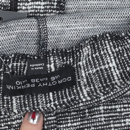 Dorothy Perkins Women's Black Geometric Tweed Skirt UK10 Short Pencil