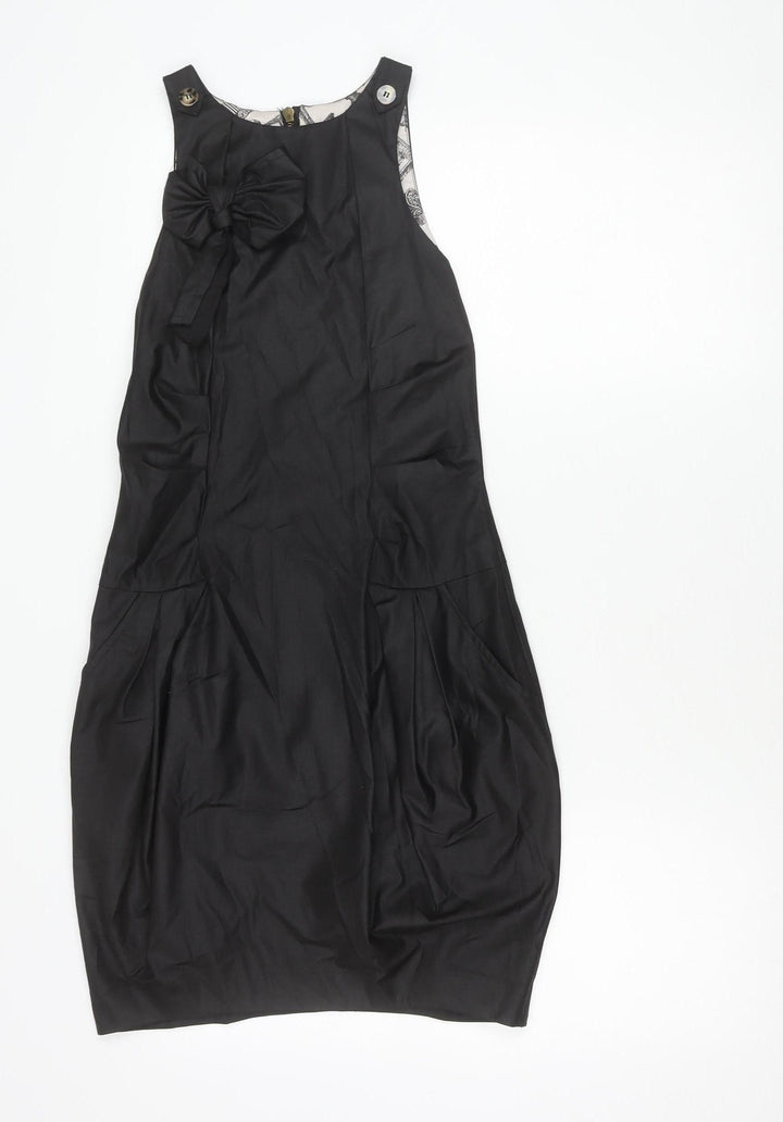 River Island Women's Black Size 6 Sleeveless Shift Bow Dress
