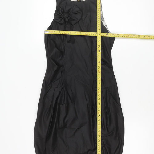 River Island Women's Black Size 6 Sleeveless Shift Bow Dress