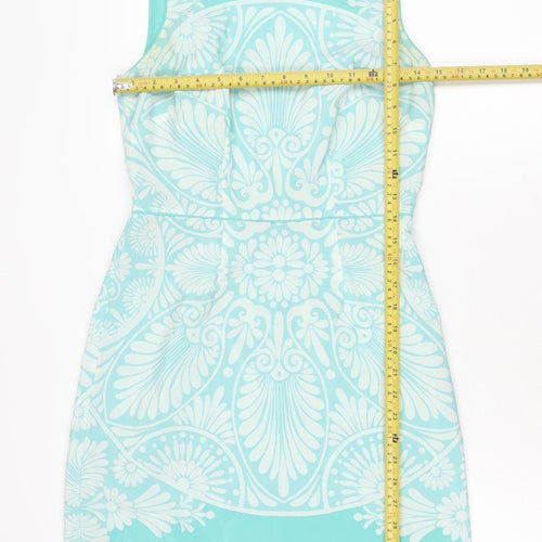 Monsoon Women’s Blue Geometric Print Sheath Dress Size 8