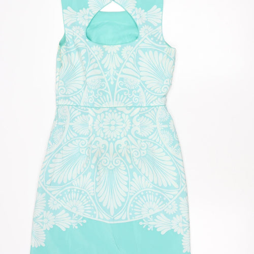 Monsoon Women’s Blue Geometric Print Sheath Dress Size 8