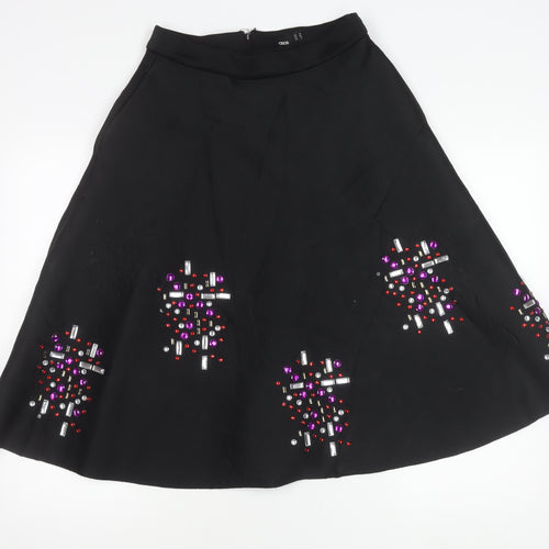 ASOS Women’s Black Beaded A-Line Knee Length Skirt Size 10