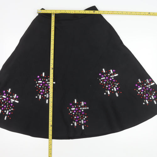 ASOS Women’s Black Beaded A-Line Knee Length Skirt Size 10